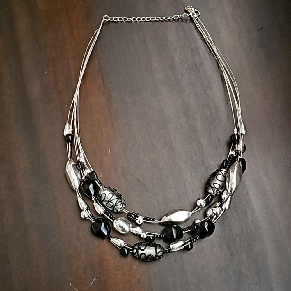 Silver & black necklace